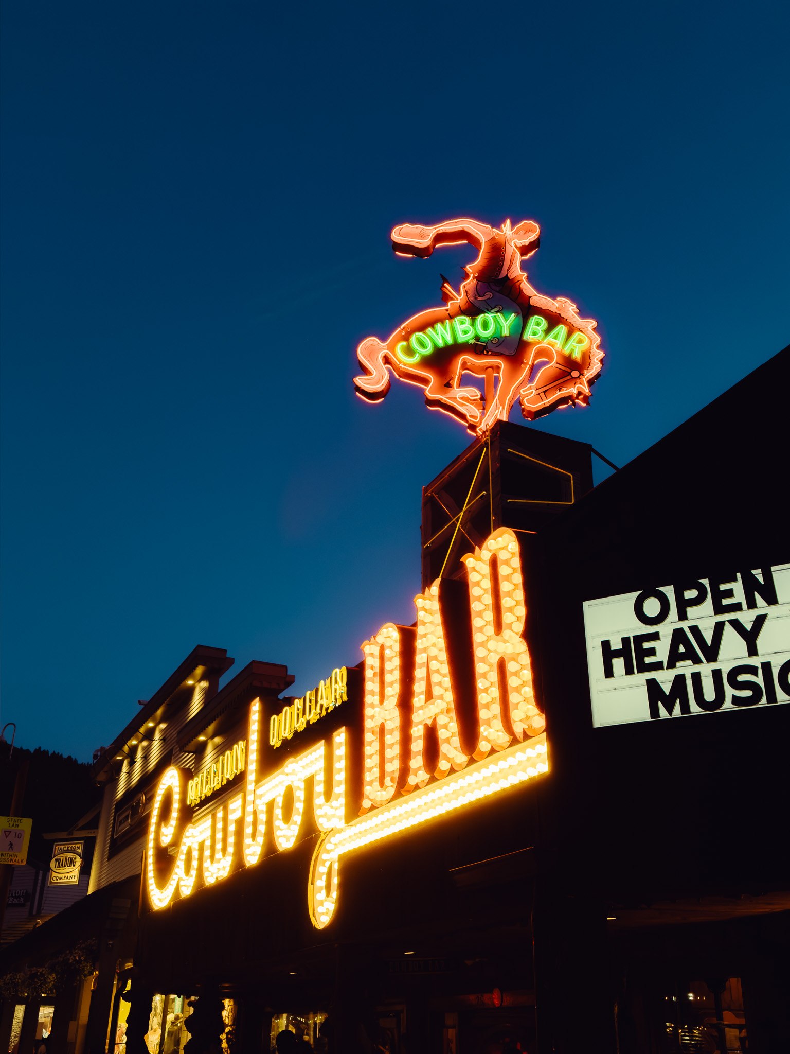 Cowboy Bar neon sign in Jackson Hole